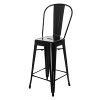 Barová židle s opěradlem Paris Back černá