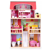Dřevěný domeček pro panenky nábytek 3 patra Ecotoys