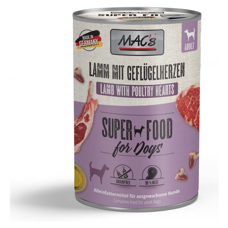 MAC's DOG jehněčí maso a drůbeží srdce 12 × 400 g