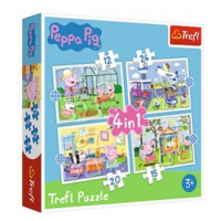 Trefl Puzzle 4v1 Peppa Pig/Prásátko Pepa Vzpomínka na prázdniny v krabici 28x28x6cm