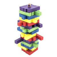 Hra věž dřevěná 60ks barevných dílků společenská hra