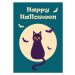 Ilustrace Happy Halloween postcard with a cat, Irina Nurtdinova, 30 × 40 cm