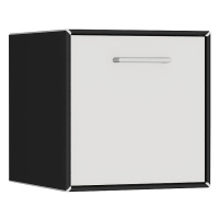 mauser Závěsný samostatný box, 1 výklopná barová dvířka, šířka 385 mm, černá / signální bílá