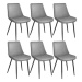TecTake Sada 6 židlí Monroe v sametovém vzhledu - šedá