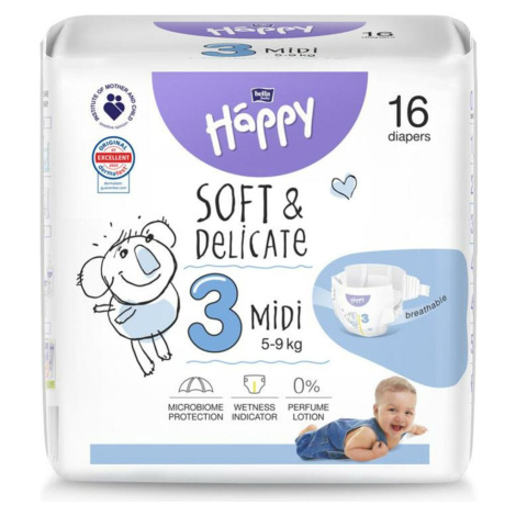 BELLA HAPPY Baby Plenky jednorázové Midi 5-9 kg 16 ks Bella Baby Happy