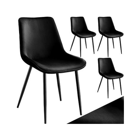TecTake Sada 4 židlí Monroe v sametovém vzhledu - černá