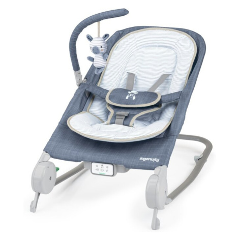 INGENUITY Lehátko masážní vibrující s melodií Happy Belly™ Rock-to-Bounce - Chambray 0m+ do 9kg