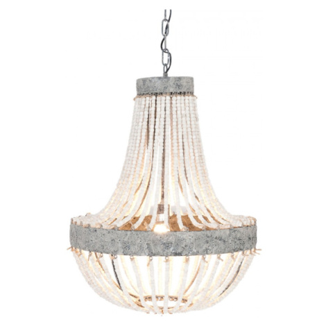 Kovový vintage lustr s dřevěnými korálky Elleke – 54x72 cm Clayre & Eef