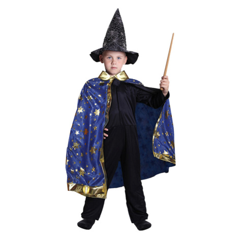 RAPPA - Dětský kouzelnický modrý plášť s hvězdami čarodějnice
