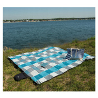Pikniková deka v kostkovaném vzoru 200 x 200 cm - modrá