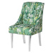 Moderní jídelní židle Tica se zeleným forálním vzorem a průhlednými nohama 103cm