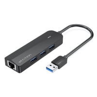 Vention 4-in1 USB 3.0 to 3x USB 3.0 / Gigabit Ethernet Adapter 0.15M Black