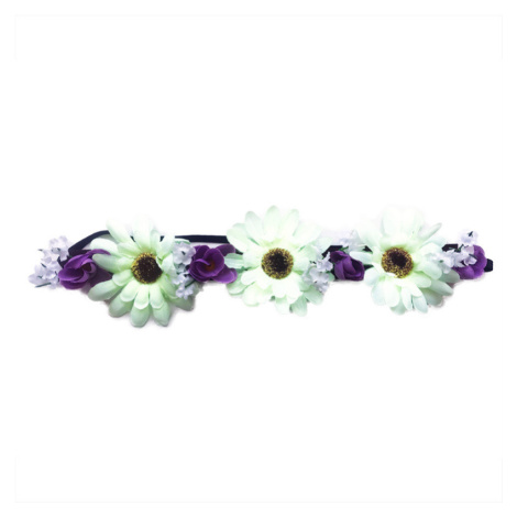 RAPPA čelenka květina fialovo bílá 3 větší květy