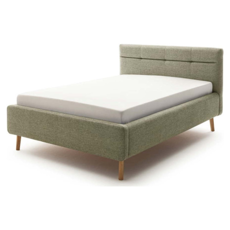 Zelená čalouněná dvoulůžková postel s úložným prostorem s roštem 140x200 cm Lotte - Meise Möbel