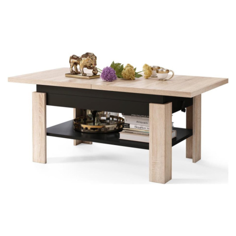Rozkládací konferenční/jídelní stůl se zvedací deskou ROY dub craft/černá 5903631913396