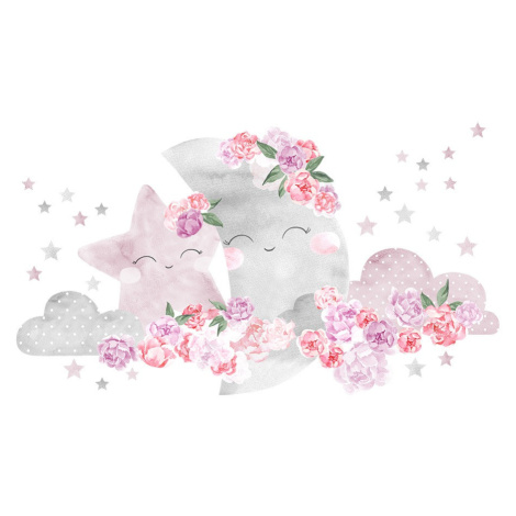 Pastelowe Love Nálepka na zeď - zasněný měsíc barva: růžová