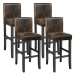 4 Barové židle dřevěné vintage hnědé