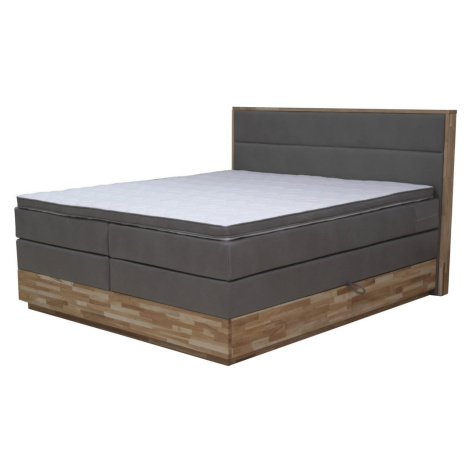 Esposa POSTEL BOXSPRING, kompozitní dřevo, dřevo, textil, šedá