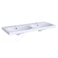 Geberit 500.627.01.8 - Dvojumyvadlo 1200x482 mm, 2 otvory pro baterie, s přepadem, s KeraTect, b