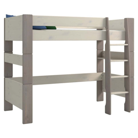 Bílo-šedá vyvýšená dětská postel z borovicového dřeva 90x200 cm Steens for Kids - Tvilum