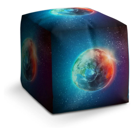 Taburet Cube Země ve vesmíru - 40x40x40 cm