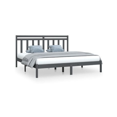 Rám postele šedý masivní dřevo 200 × 200 cm, 3105272 SHUMEE