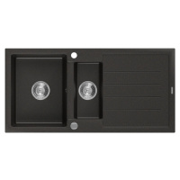 MEXEN Andres granitový dřez 1.5 s odkapávačem 1000x500 mm, černá / zlatá kovová 6515101510-75
