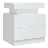 SHUMEE Noční stolek bílý s vysokým leskem 45 × 35 × 52 cm dřevotříska, 326855