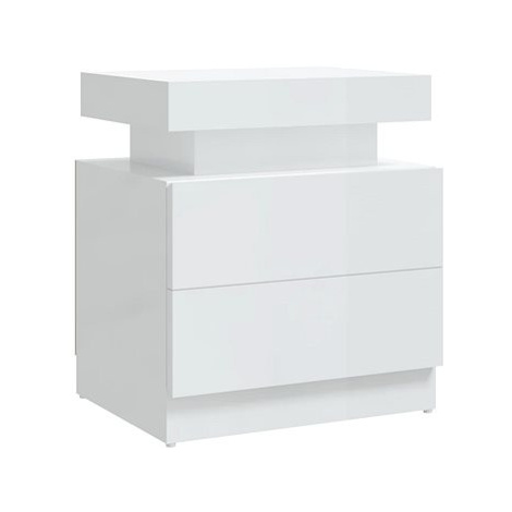 SHUMEE Noční stolek bílý s vysokým leskem 45 × 35 × 52 cm dřevotříska, 326855