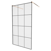MEXEN/S KIOTO samostatně stojící sprchová zástěna 120 x 200, transparent/černá vzor 8 mm, růžové