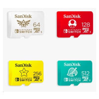 SanDisk MicroSDXC karta 64GB for Nintendo Switch (R:100/W:90 MB/s, UHS-I, V30, U3, C10, A1) lice