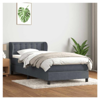 vidaXL Box spring postel s matrací tmavě šedá 80x220 cm samet