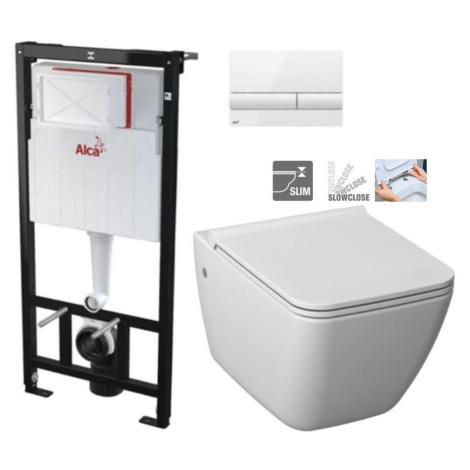 ALCADRAIN Sádromodul předstěnový instalační systém s bílým tlačítkem M1710 + WC JIKA PURE + SEDÁ AKCE/SET/ALCA