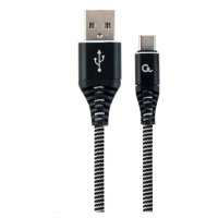 GEMBIRD Kabel USB 2.0 AM na Type-C kabel (AM/CM), 1m, opletený, černo-bílý, blister, PREMIUM QUA