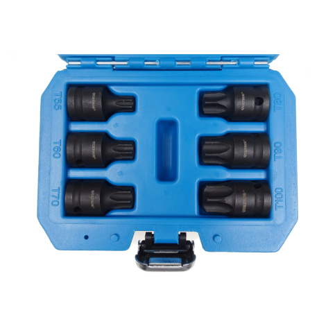 Zástrčné hlavice úderové TORX 1/2", T55-T100, sada 6 kusů - QUATROS QS50067