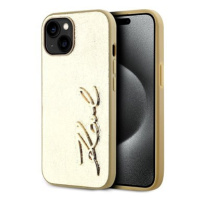 Karl Lagerfeld Wrinkled PU Signature Logo Zadní Kryt pro iPhone 14 Gold