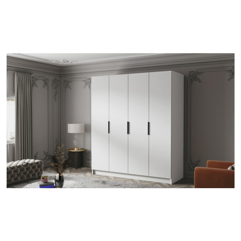 Šatní skříň SALVADOR 200 I - bílá/černé úchytky ankon