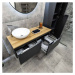 MEREO Mailo, koupelnová skříňka s umyvadlem z litého mramoru 81 cm, šedý kámen, černé madlo CN55