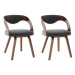 Jídelní židle 2 ks tmavě šedé ohýbané dřevo a textil