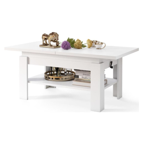 Rozkládací konferenční/jídelní stůl se zvedací deskou ROY bílá 5903631913273