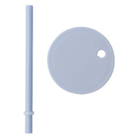 Světle modré víčko s brčkem na hrnek Design Letters, ø 7 cm