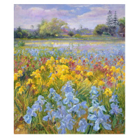 Obrazová reprodukce Irises, Willow and Fir Tree, 1993, Timothy Easton, 35 × 40 cm