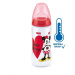 Kojenecká láhev na učení NUK Disney Mickey s kontrolou teploty 300 ml červená