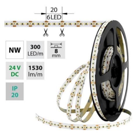 LED pásek McLED 24V neutrální bílá š=8mm IP20 18W/m 300LED/m SMD2216 ML-126.737.60.0