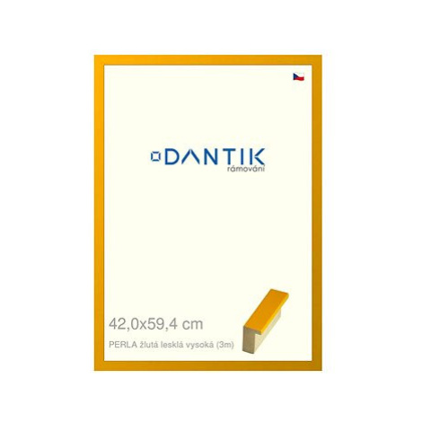 DANTIK rámeček 42 × 59,4, PERLA žlutý lesklý vysoký plexi čiré