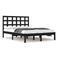 Rám postele černý masivní dřevo 200 × 200 cm, 3105494