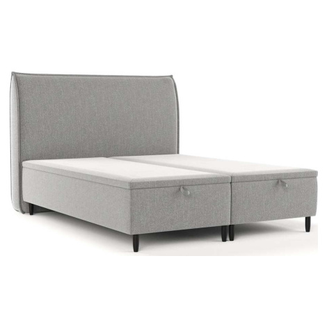 Světle šedá čalouněná dvoulůžková postel s úložným prostorem 180x200 cm Pearl – Maison de Rêve