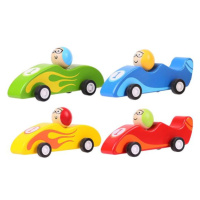 Bigjigs Toys Barevné dřevěné závodní auto 1ks