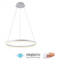 PAUL NEUHAUS LED závěsné svítidlo 60x60 bílá, kruhové, stmívatelné, paměťová funkce, moderní Sim