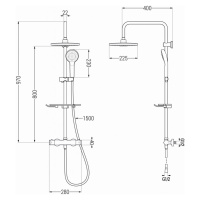 MEXEN/S KT05 Sprchový sloup s termostatickou baterií bílé 771500593-20